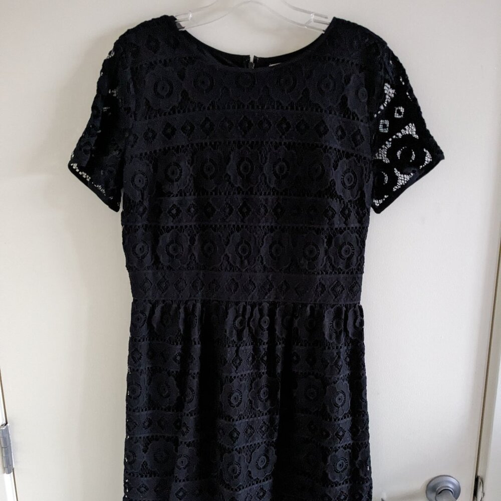 Black lace shirt sleeve dress